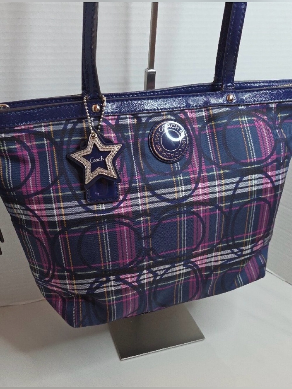Coach Poppy Plaid Signature Carry All Tote